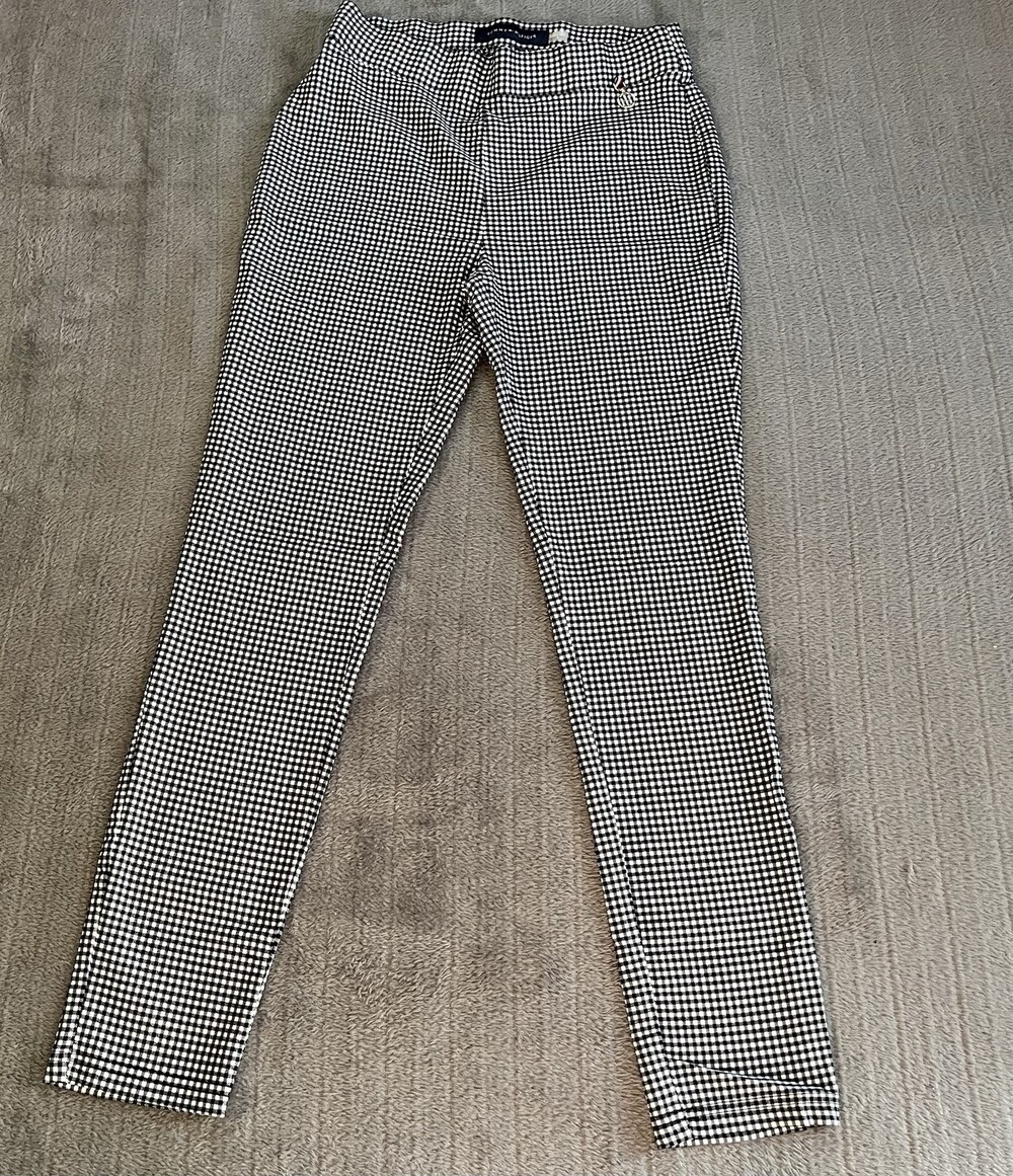 Womens Tommy Hilfiger Black & White Gingham High-Waisted Pixie Ankle Pants Sz 8